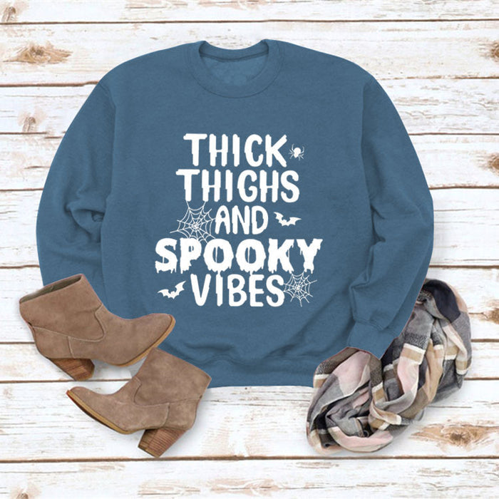 Blue sweater (white font) / S
