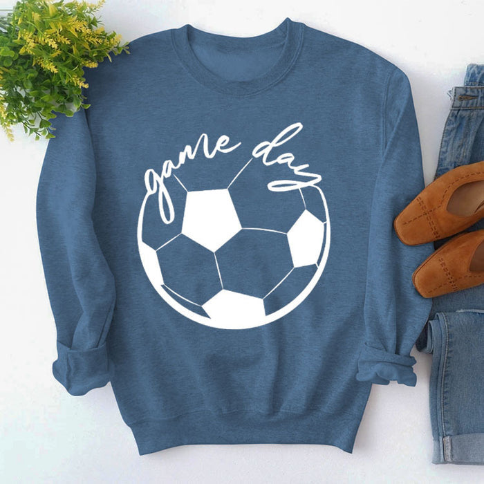 Blue sweater (white font) / S