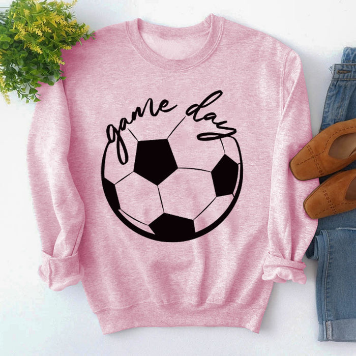 Turtleneck Simple Round Neck Shirt Long Sleeve GAME DAY Printed Loose Sweater