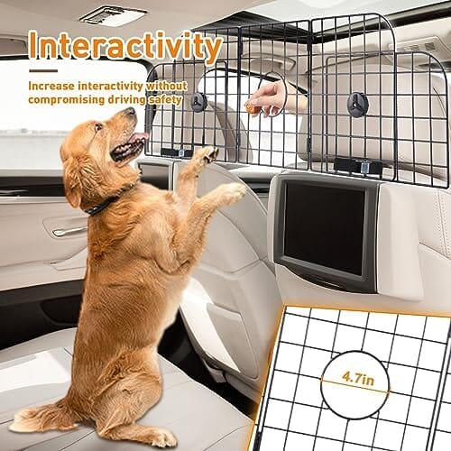 Universal Fit Adjustable Heavy-Duty Pet SUV Divider Gate with Metal Mesh for Safety Driving Travel Accessories Travel Pet Clever