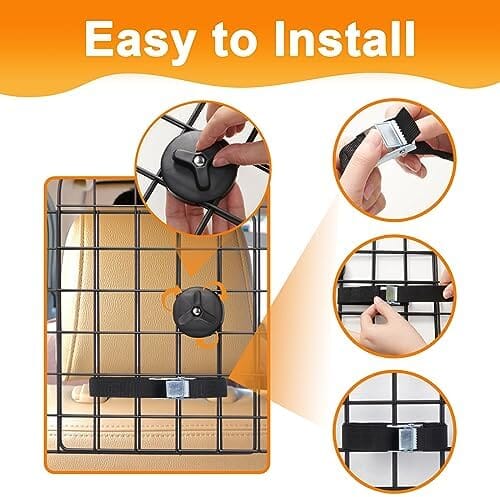 Universal Fit Adjustable Heavy-Duty Pet SUV Divider Gate with Metal Mesh for Safety Driving Travel Accessories Travel Pet Clever