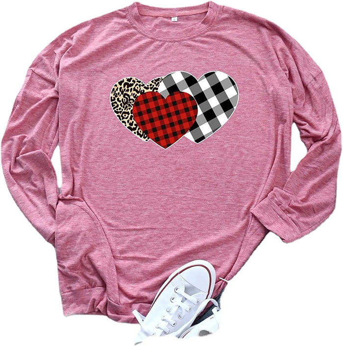 Valentine Shirt Valentine's Day Gift for Women Leopard Buffalo Plaid Valentine Heart Blouse