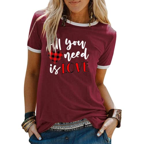 Valentine's Day Shirt Women All You Need is Love Tee Tops
