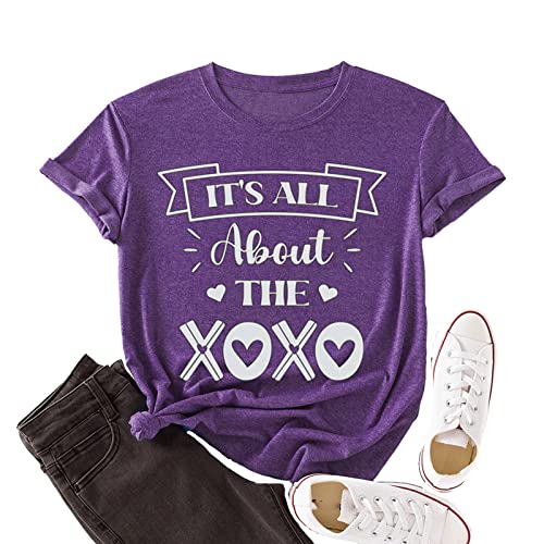 Valentines Day Shirts Women It's All About The Love Heart Tee Tops