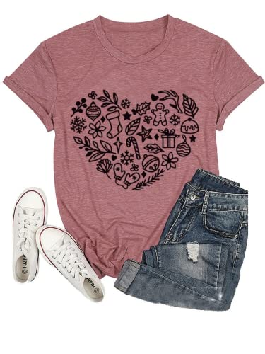 Valentine's Day Tees Women Love Heart Graphic Shirt