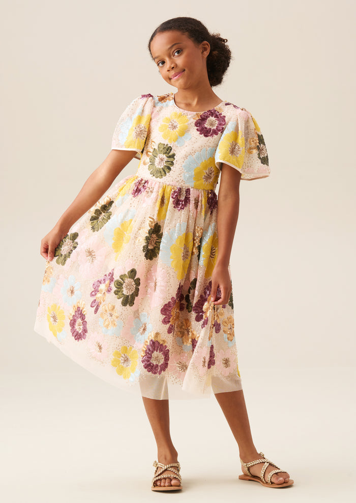 Verity Flower Sequin Dress