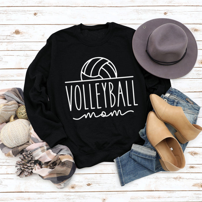VOLLEYBALL MOM Loose Bottom Long-sleeved Round Neck Sweater for Women