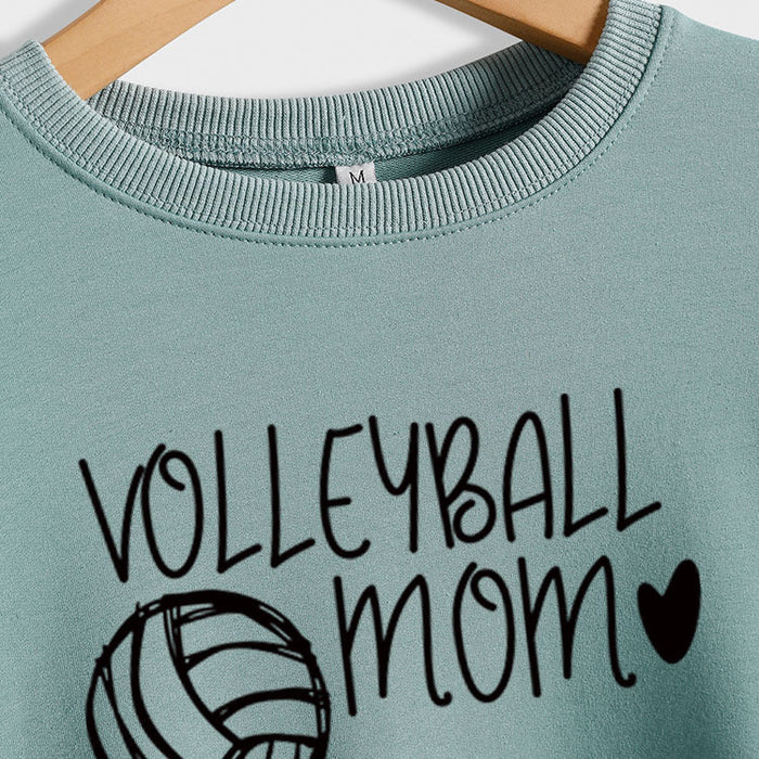 VOLLEYBALL MOM Volleyball Letter Love Round Neck Autumn Winter Long Sleeve Loose Bodysuit