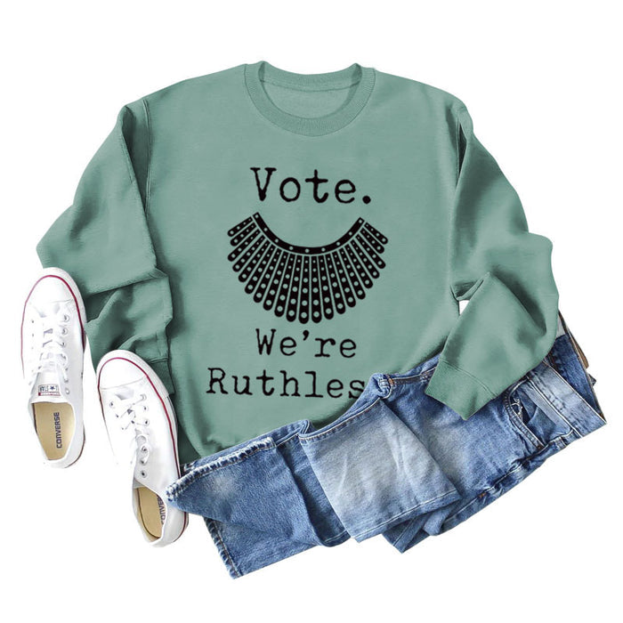 Light green sweater (black font) / S