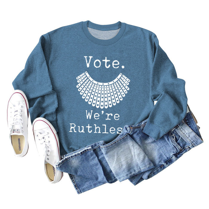 Blue sweater (white font) / S