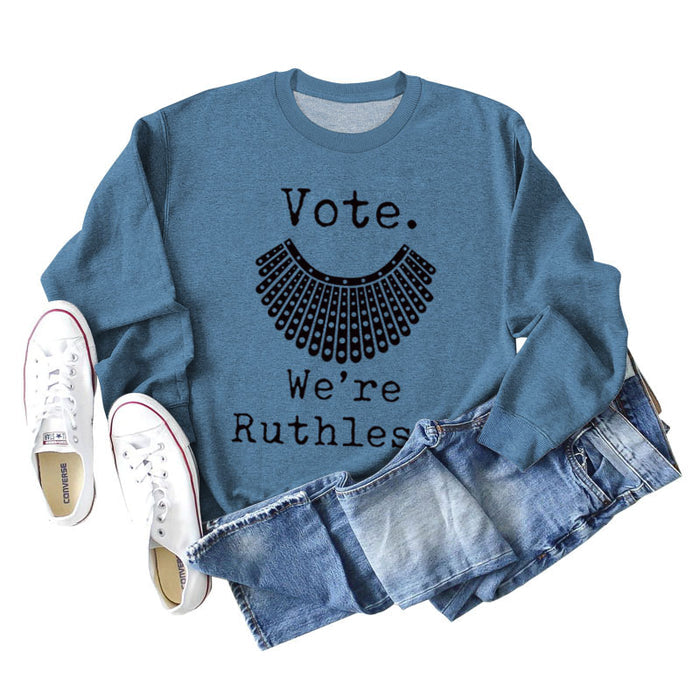 Blue sweater (black font) / S