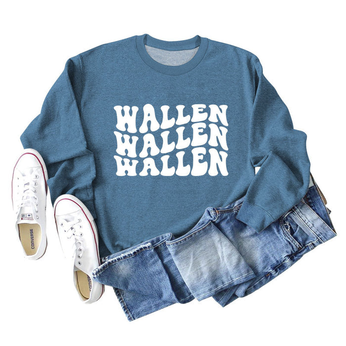Blue sweater (white font) / S