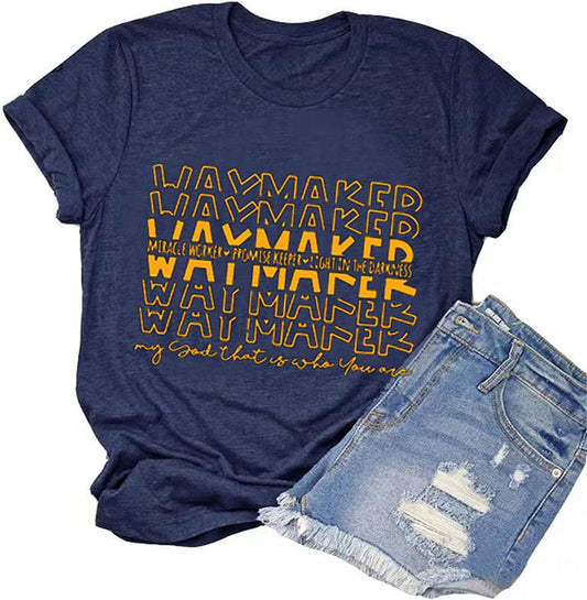 Waymaker T-Shirt Miracle Worker Promise Keeper Light in The Darkness My God Shirt for Women