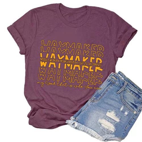 Waymaker T-Shirt Miracle Worker Promise Keeper Light in The Darkness My God Shirt for Women
