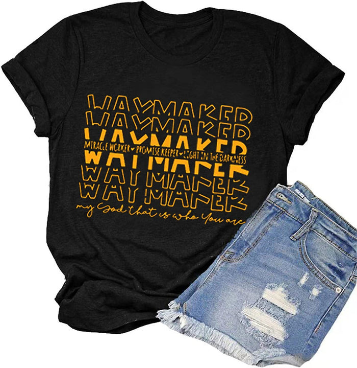 Waymaker T-Shirt Miracle Worker Promise Keeper Light in The Darkness My God Shirt for Women