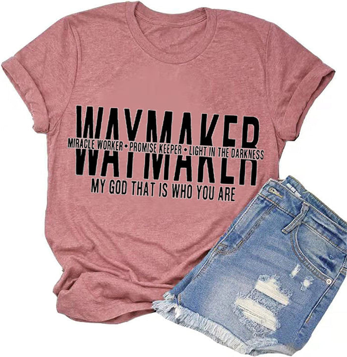 Waymaker T-Shirt Miracle Worker Promise Keeper Light in The Darkness My God That is Who You are Shirt for Women
