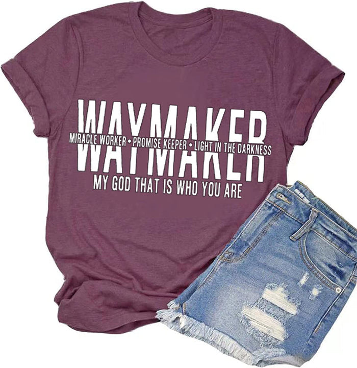 Waymaker T-Shirt Miracle Worker Promise Keeper Light in The Darkness My God That is Who You are Shirt for Women
