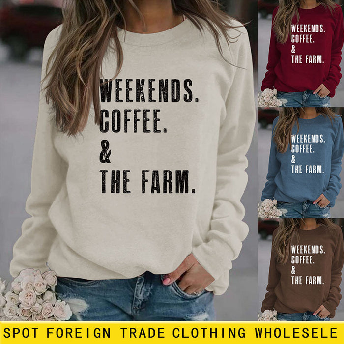 WEEKENDS COFFEE Round Neck Loose Long-sleeved Sweater Women