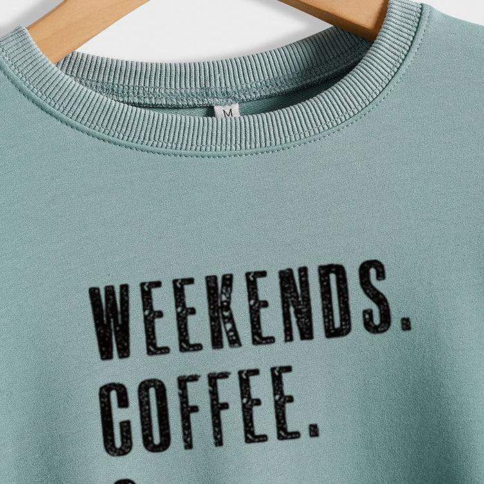 WEEKENDS COFFEE Round Neck Loose Long-sleeved Sweater Women