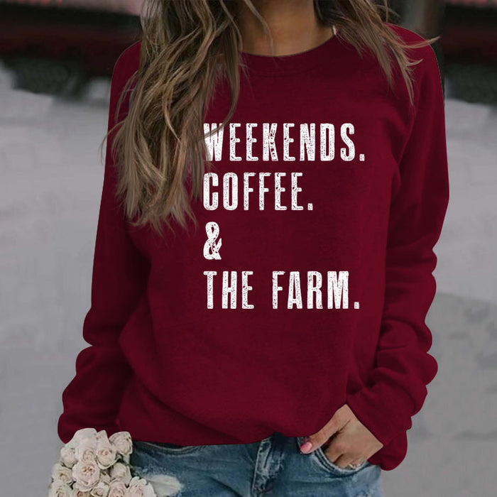 WEEKENDS COFFEE Round Neck Loose Long-sleeved Sweater Women