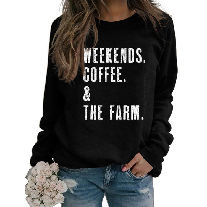 WEEKENDS COFFEE Round Neck Loose Long-sleeved Sweater Women