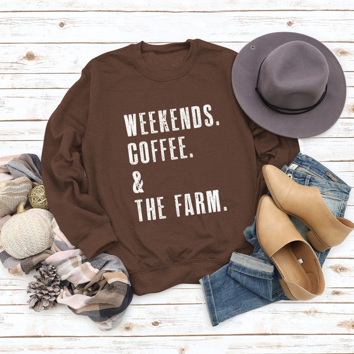 WEEKENDS COFFEE Round Neck Loose Long-sleeved Sweater Women