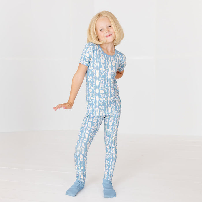 Whimsy Blue All Wrapped Up Kid's Two Piece Jammie Set