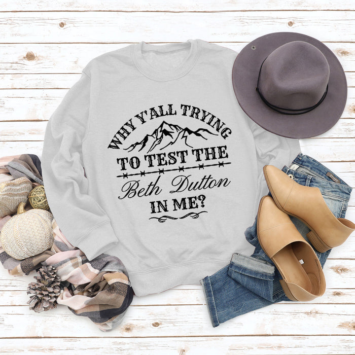 WHY Y'ALL Letters Round Neck Tops Women's Sweatshirt Loose Long Sleeve