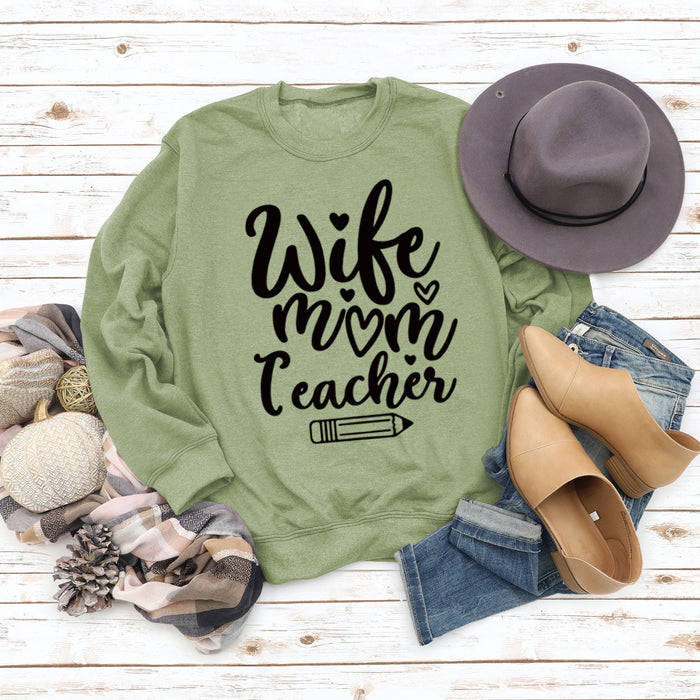 Olive green sweater (black font) / S
