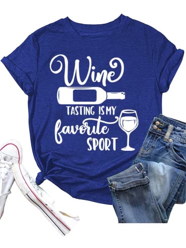 Wine Tasting Shirt Women Wine Tasting is My Favorite Sport Tees Tops