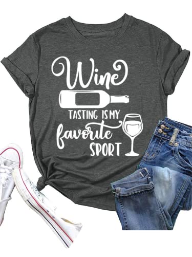 Wine Tasting Shirt Women Wine Tasting is My Favorite Sport Tees Tops