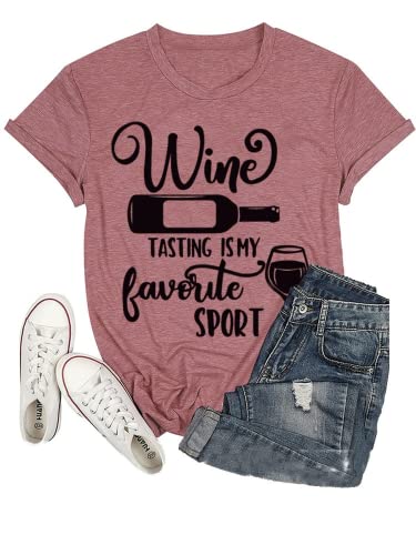 Wine Tasting Shirt Women Wine Tasting is My Favorite Sport Tees Tops