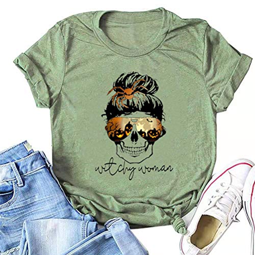 Witchy Woman T-Shirt Skull Halloween Shirt