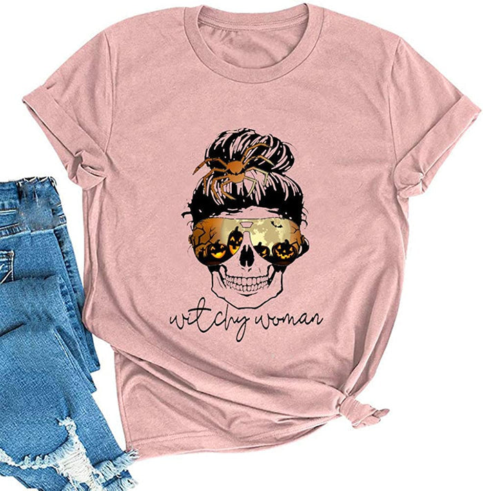 Witchy Woman T-Shirt Skull Halloween Shirt