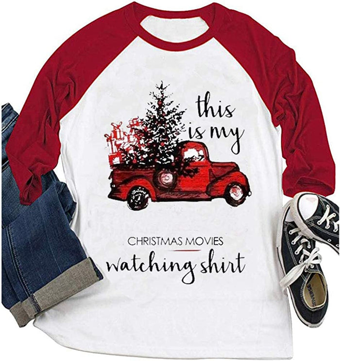 Women 3/4 Sleeve This is My Christmas Movie Watching Blouse