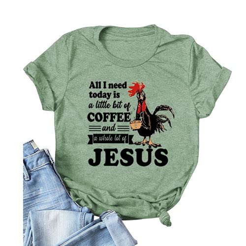 Women All I Need Today is A Little Bit of Coffee T-Shirt Funny Chicken Shirt