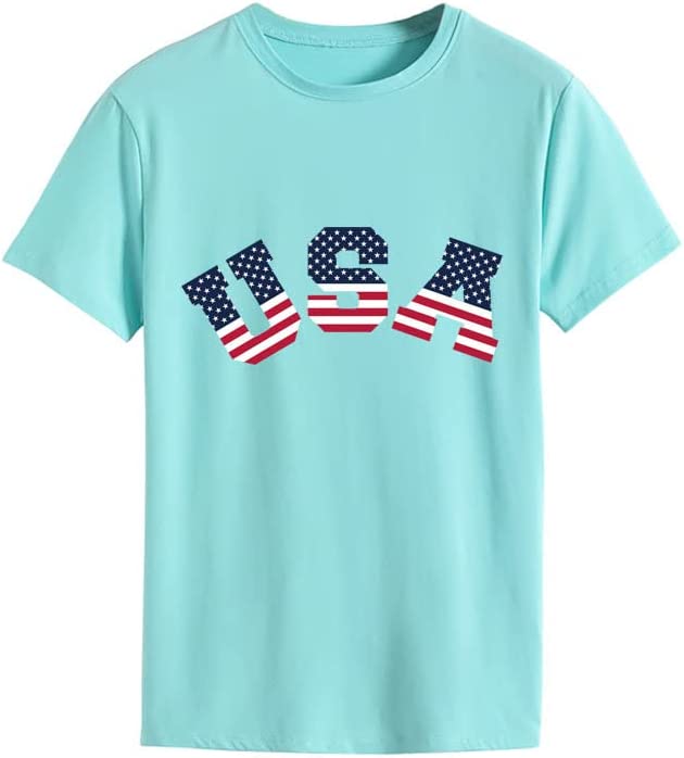 Women American Flag Shirt Patriotic T-Shirts July 4th Tees Tops