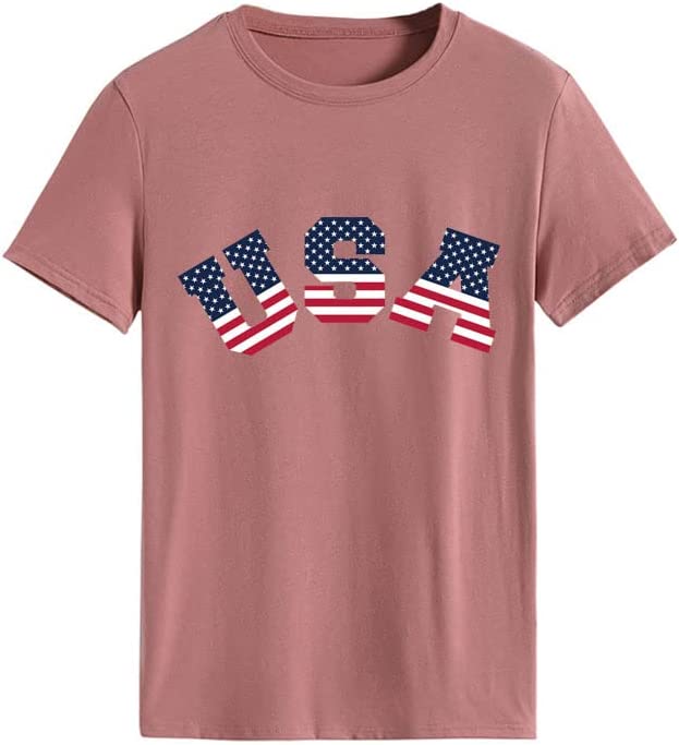 Women American Flag Shirt Patriotic T-Shirts July 4th Tees Tops