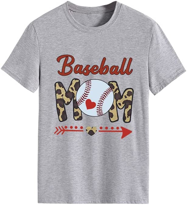 Women Baseball Mom Tees Tops Sports Mom Gift T-Shirt