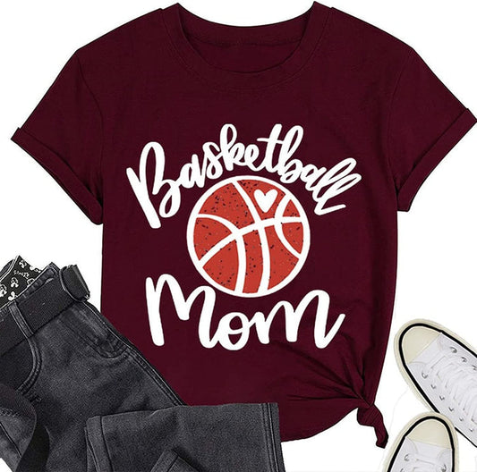 Women Basketball Mom T-Shirt Short Sleeve Mother Day Shirt