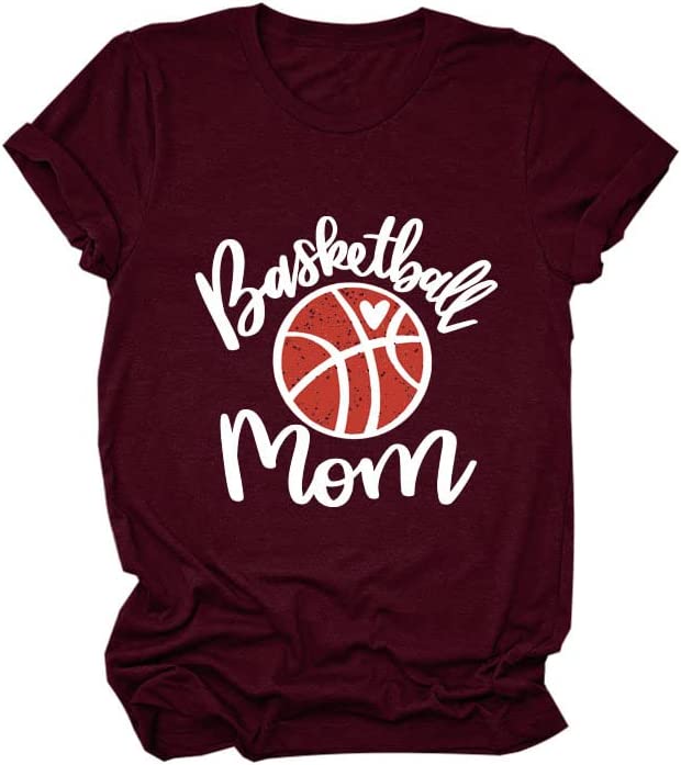 Women Basketball Mom T-Shirt Short Sleeve Mother Day Shirt