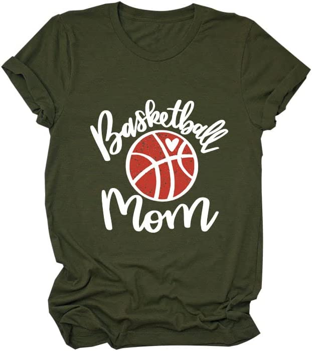 Women Basketball Mom T-Shirt Short Sleeve Mother Day Shirt