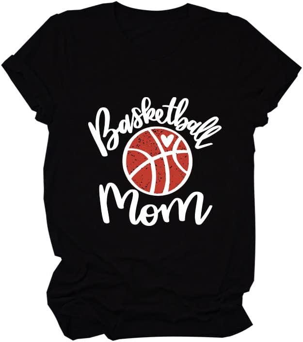 Women Basketball Mom T-Shirt Short Sleeve Mother Day Shirt