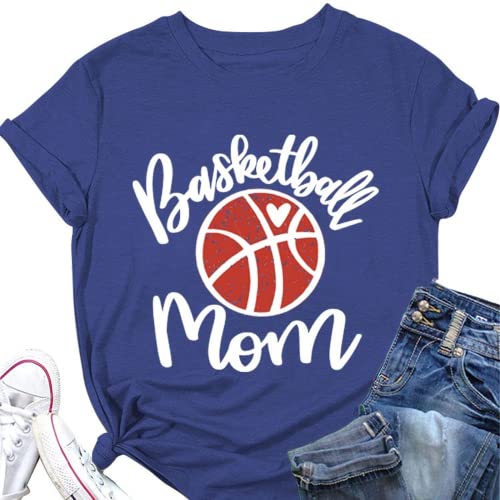 Women Basketball Mom T-Shirt Short Sleeve Mother Day Shirt