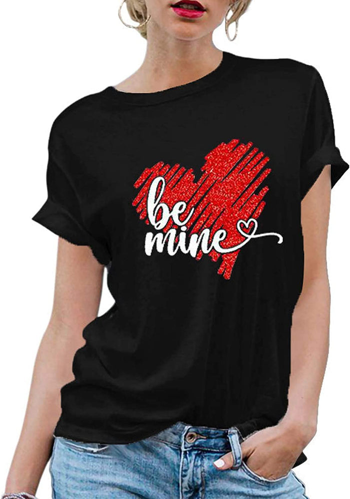 Women Be Mine Heart T-Shirt Graphic Shirt for Women