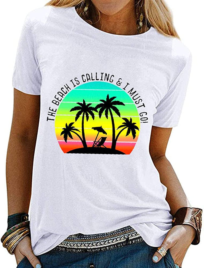 Women Beach is Calling and I Must Go T-Shirt Beach Shirt