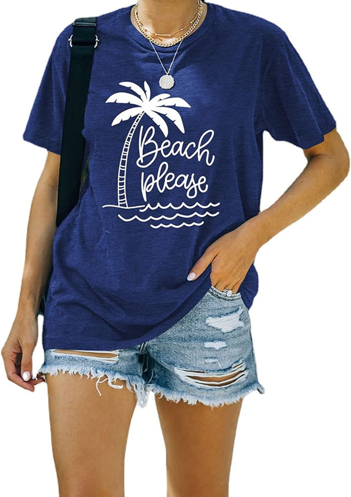 Women Beach Please Shirt Girls Trip Vacation T-Shirt