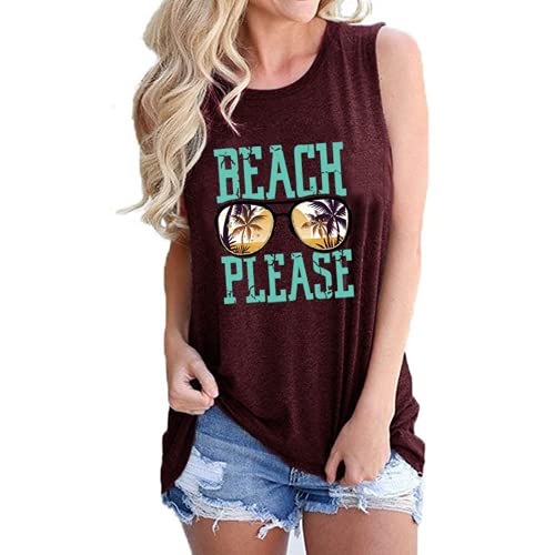Women Beach Please Tank Top Beach Life Shirt