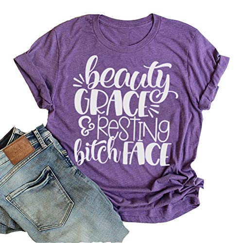 Women Beauty Grace & Resting Bitch FACE T-Shirt Graphic Shirt