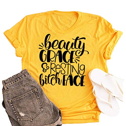 Women Beauty Grace & Resting Bitch FACE T-Shirt Graphic Shirt